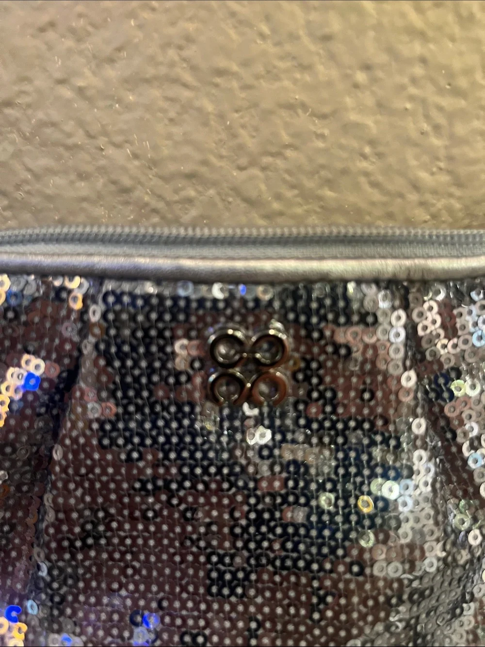 Coach Silver Sequin Wristlet Bag